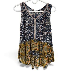 Patrons of‎ Peace Multi Color Floral Boho Tank Top- Size Medium